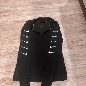 Nike Black and White Zippered Polo Hoodie